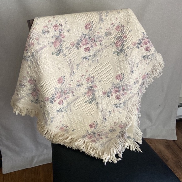 Vintage Throw Blanket Afghan Woven Cotton Shabby - Picture 2 of 8